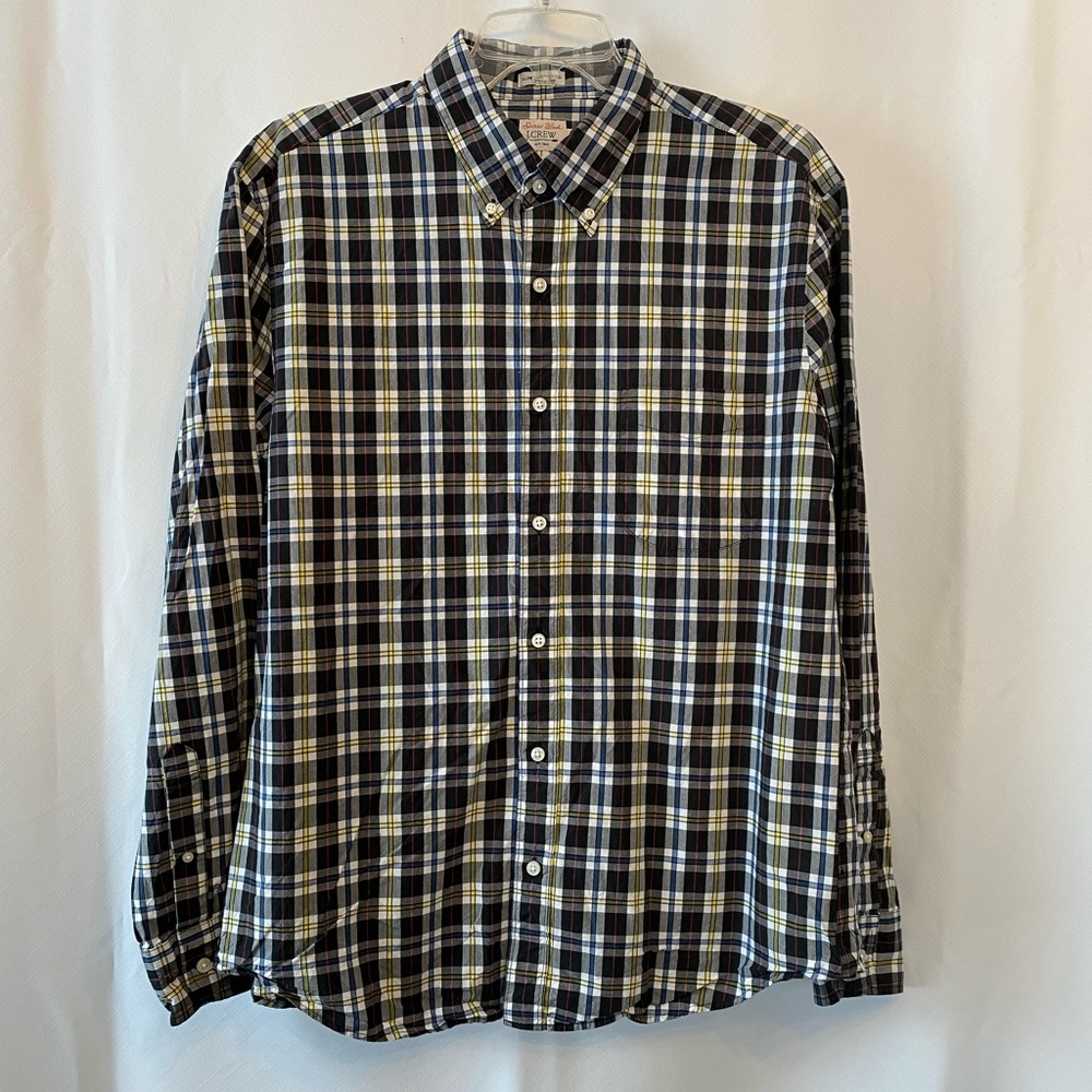 J. Crew Mens Plaid Classic Button Down Shirt LG Preppy Hipster Academia Grunge